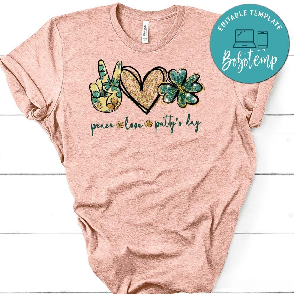 Peace love Patty's Day Clover PNG file template