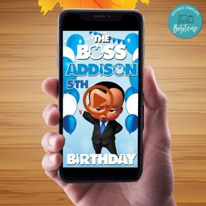 African American Baby Boss Video Invitation Digital Template Customizable Instant Download