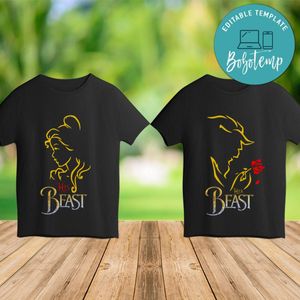 Printable Beauty And The Beast Couple Shirts Template Instant Download