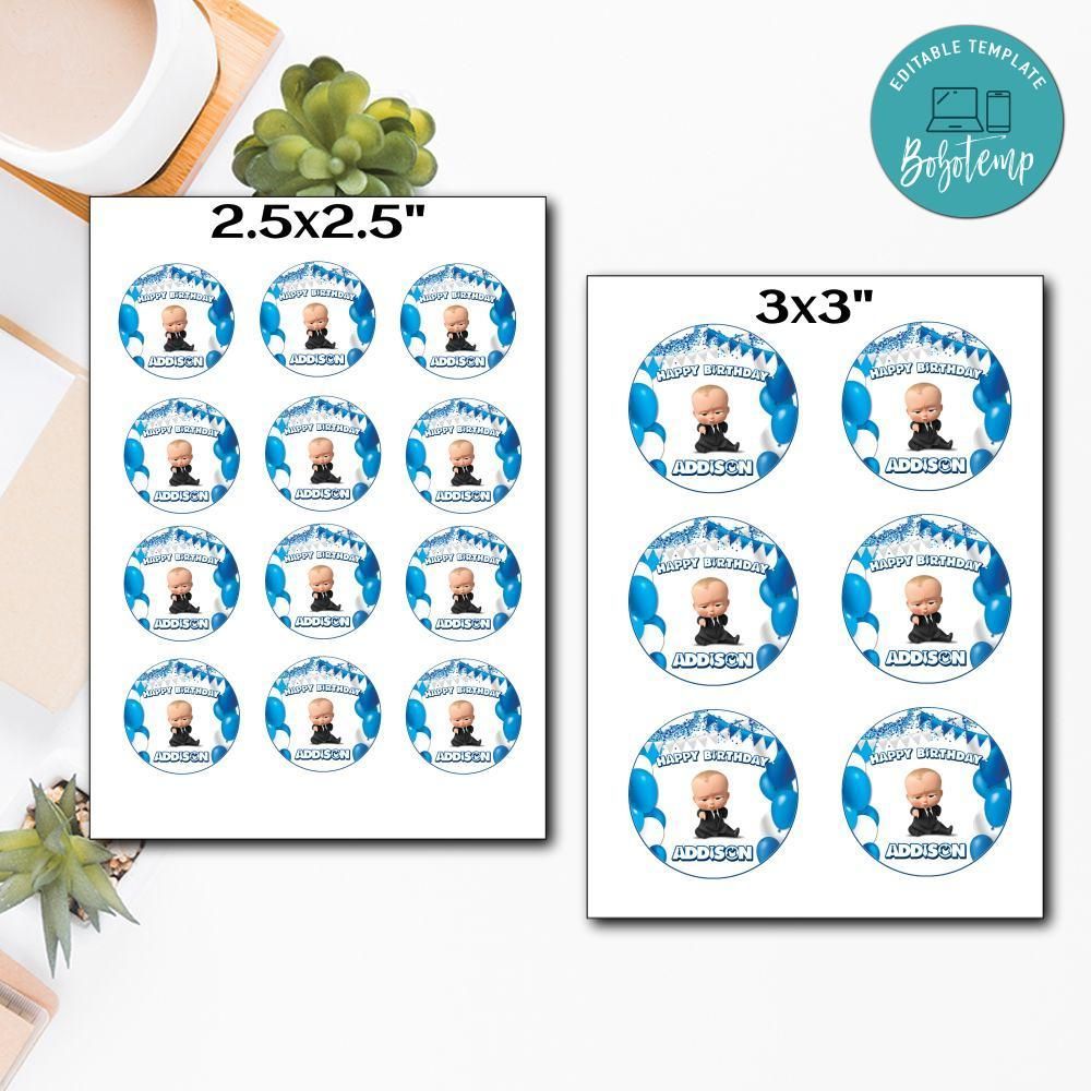 Customized Boss Baby Printed Happy Birthday Sticker Sheets