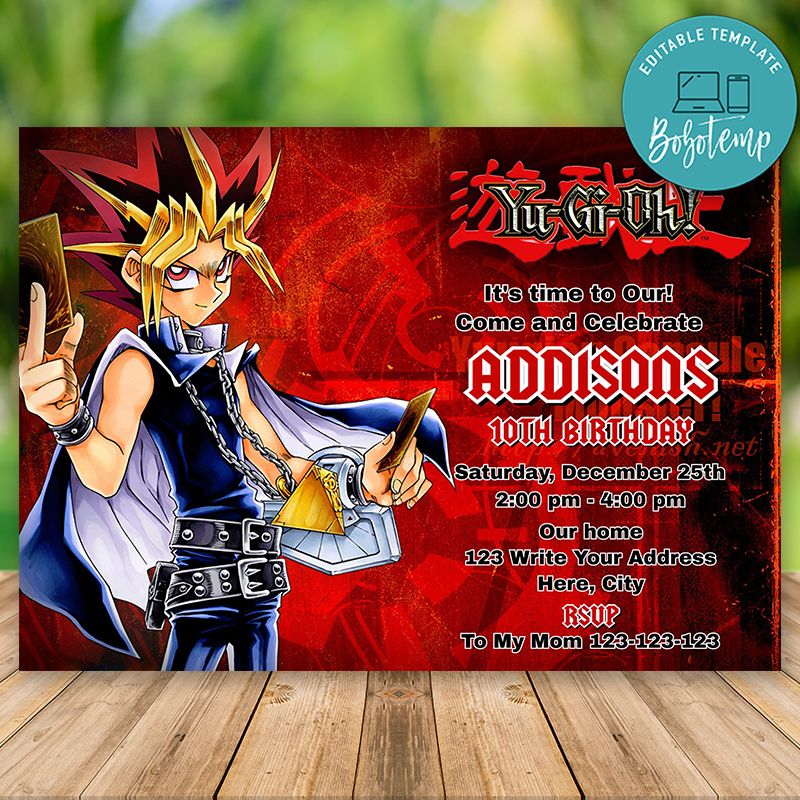 Editable Yugioh M2 Birthday Invitations Instant Download