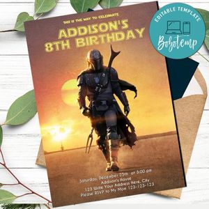Mandalorian Invitation Customizable Template Instant Download
