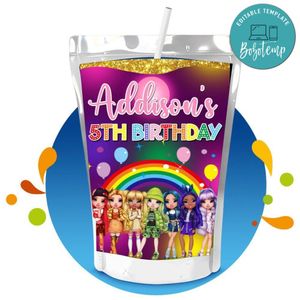 Rainbow high Capri Sun Birthday Labels Digital File Printable Instant Download