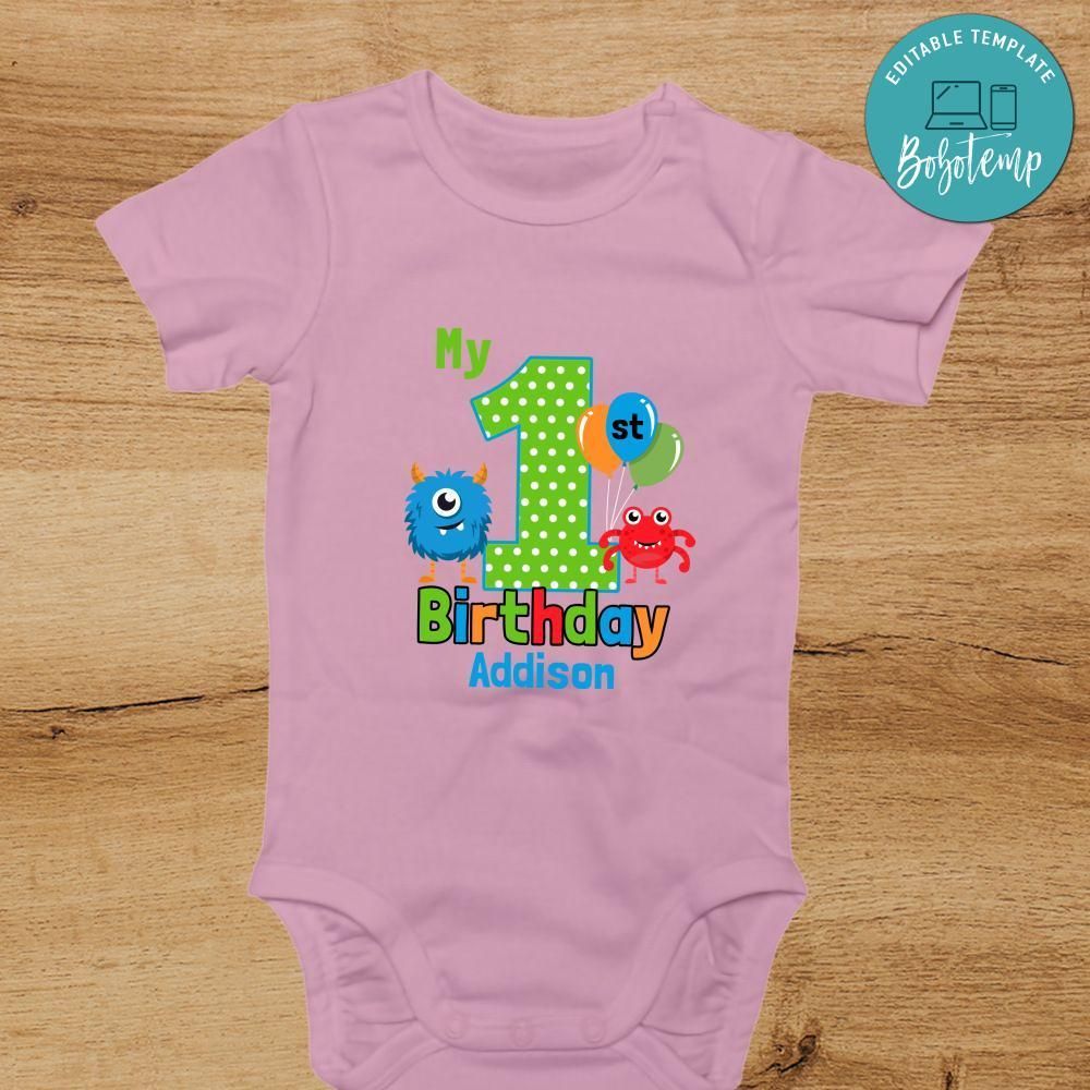 Cute Monsters 1st birthday Bodysuit - Cute Monsters First Birthday Shirt