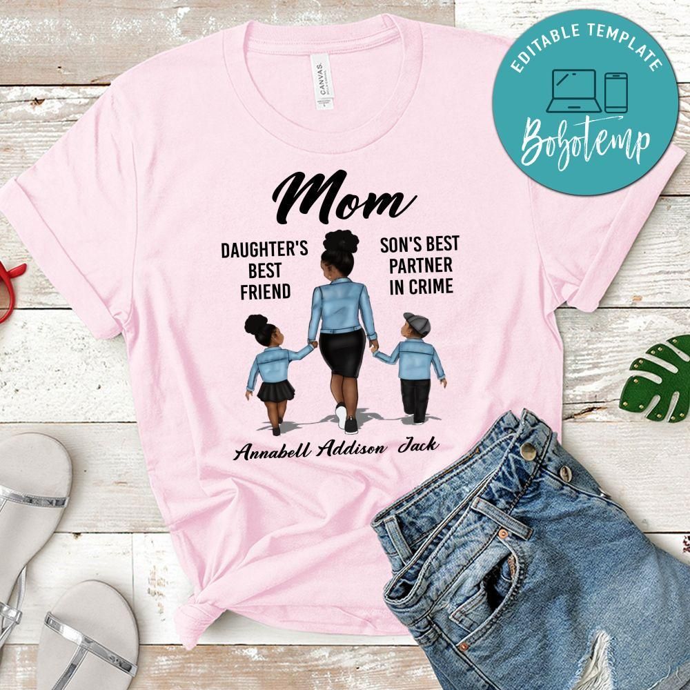 Black Mom Daughter Son Best Friend Mother's Day PNG file template