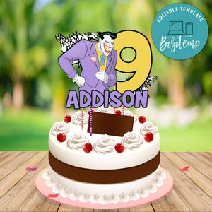 Joker Birthday Cake Topper Template Printable Instant Download