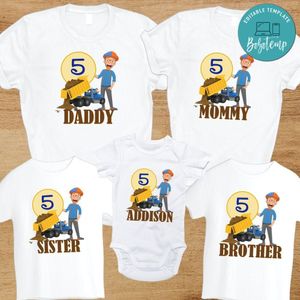 Custom Blippi Inspired Birthday Party Shirt for your family