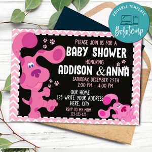 Blues clues Girl Baby Shower Invitation Customizable Template Instant Download