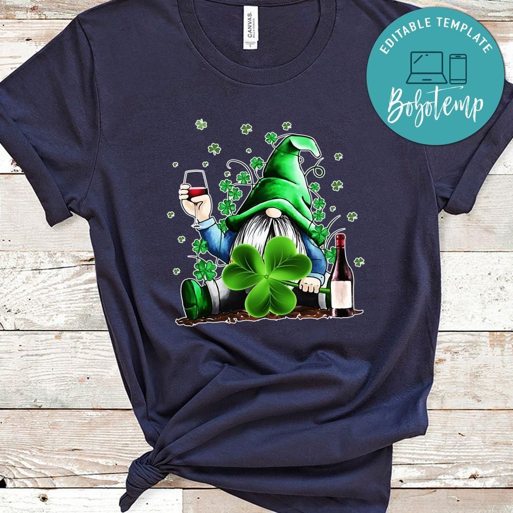 Gnome Happy St Patrick’s Day Wine PNG file template