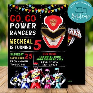 Power Rangers Dino Charge - Power Rangers Birthday Flyer Editable