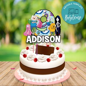 Adventure Time Birthday Cake Topper Template Printable Instant Download