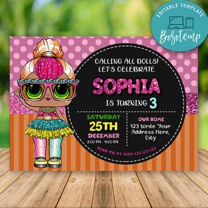 Editable LOL Surprise Dolls Party Invite and Free Thank You Tag Instant Download