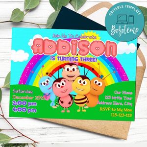 Bichikids Invitation Customizable Template Instant Download