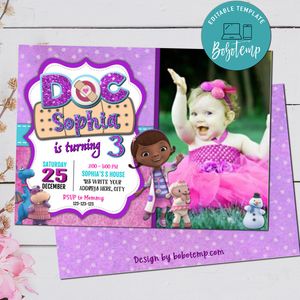 Editable Doc McStuffins With Photo Birthday Party Invitation Digital File