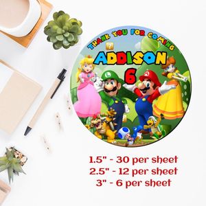Customized Super Mario Printed Happy Birthday Sticker Sheets