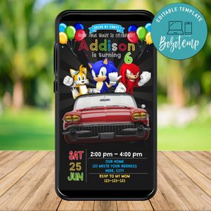 Mobile Sonic Drive By Birthday Parade Electronic Invite Invitation Template Instant Download
