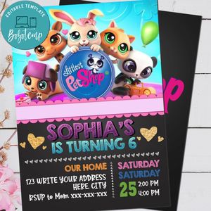Littlest Pet Shop chalkboard Birthday Invitation Printable