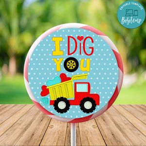 Truck With Heart Valentine's Lollipop Labels Digital File Printable Instant Download