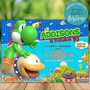Printable Yoshi's Crafted World Party Invites Instant Download