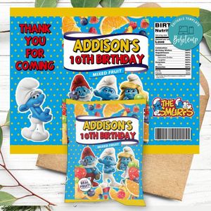 Smurfs Fruit Snack Bag Digital File Printable Instant Download