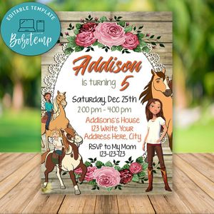 Editable Spirit Riding Free Party Invites Instant Download