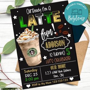 Latte Fun Invitation Customizable Template Instant Download