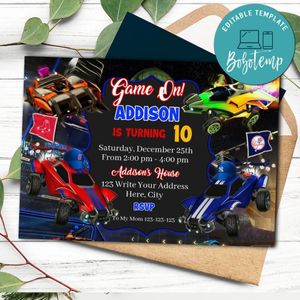 Rocket League Invitation Template to print at home Instant Download