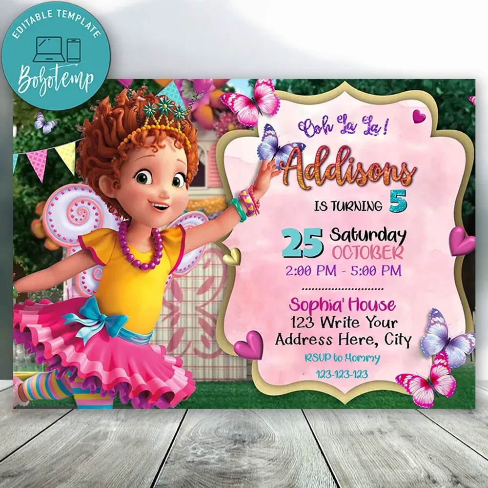 Printable Fancy Nancy Birthday Invitation Instant Download | Bobotemp