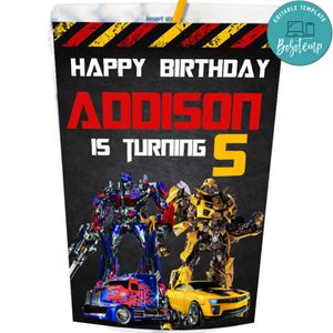 Transformers Capri Sun Labels Digital File Printable Instant Download