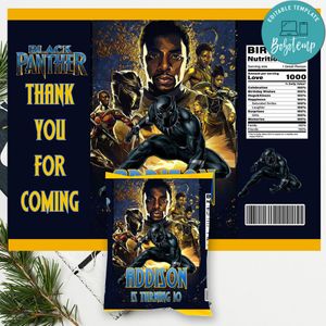 Black Panther Chip Bag Digital File Printable Instant Download