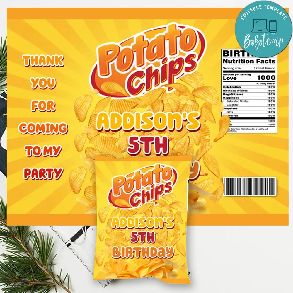 Potato Chip Bag Digital File Printable DIY Bobotemp