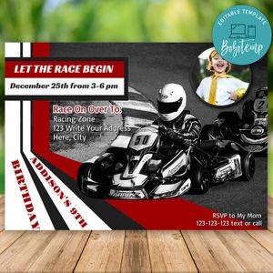 Editable Racing Car Birthday Invitaiton Instant Download