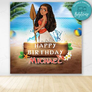 Customize Moana Backdrop Digital File Template Instant Download
