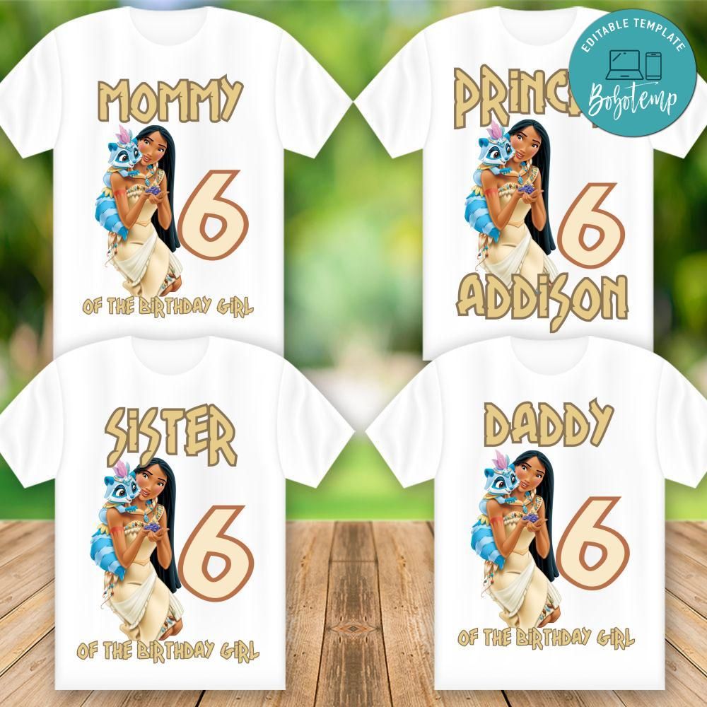 Pocahontas Family Matching Birthday Shirt PNG Files DIY Bobotemp
