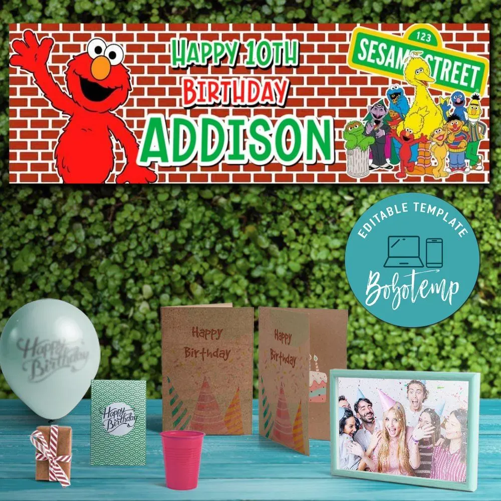 Elmo Birthday Banner Printable Instant Download | Bobotemp