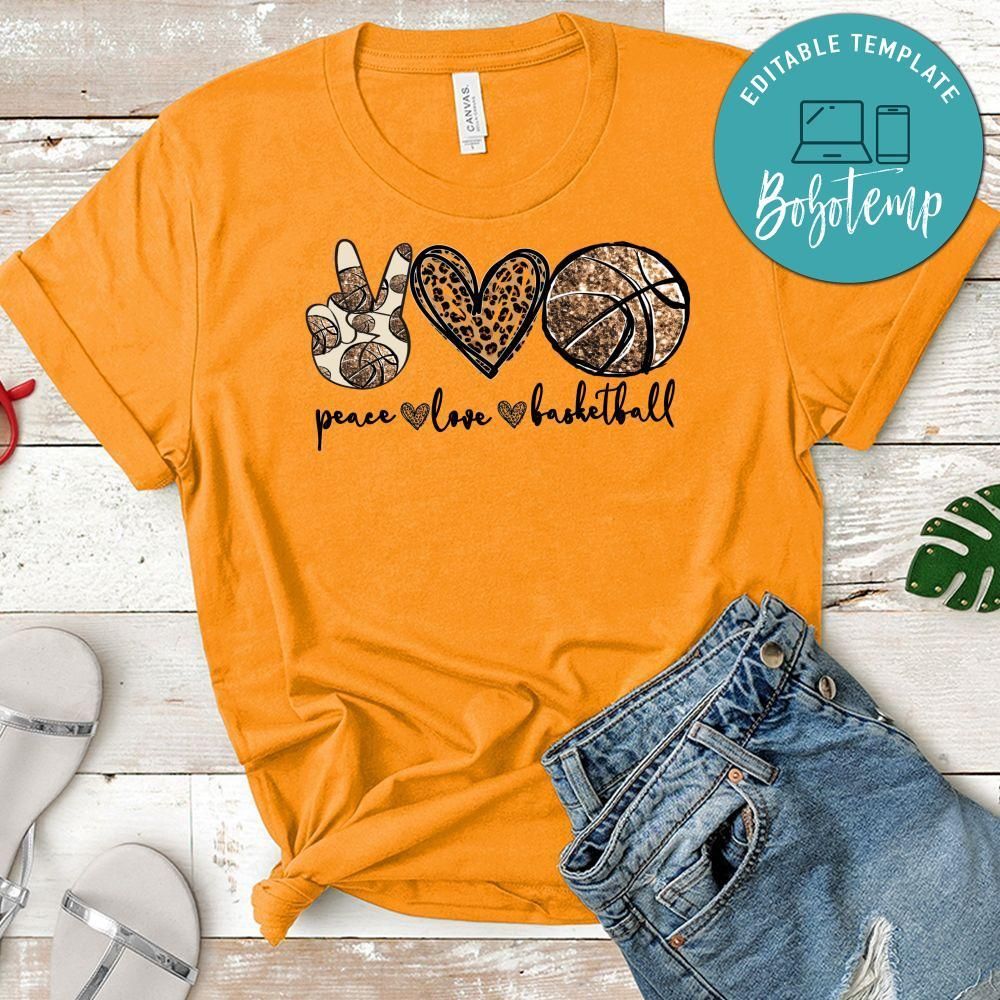 Peace Love Basketball Leopard PNG file template