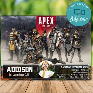 Printable Apex Legends Birthday Invitations With Photo Instant Download