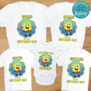 Custom Spongebob Inspired Birthday Party Shirt for your family