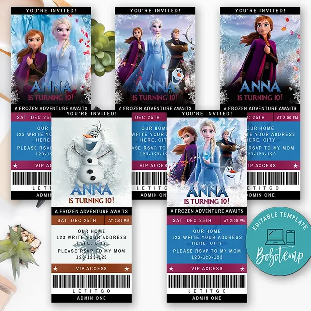 printable olaf frozen 2 birthday ticket invitation diy bobotemp