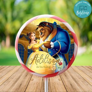 Beauty and The Beast Large Lollipop Labels Digital File Printable Instant Download