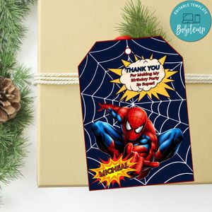 Spiderman Thank you tag Template to Print at Home Instant Download