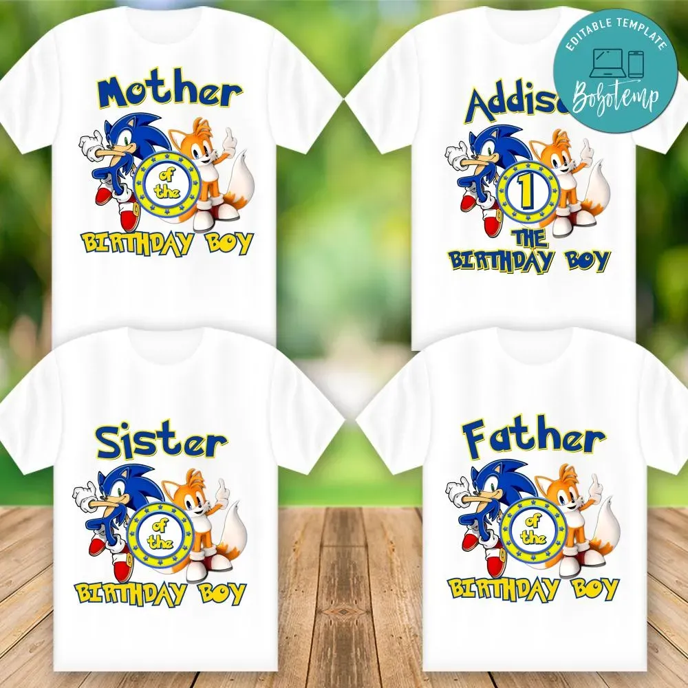 Printable Sonic The Hedgehog Birthday Shirt For Family Diy Bobotemp