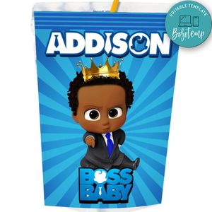 America African Baby Boss Juice Pouch Labels Digital File Template Instant Download