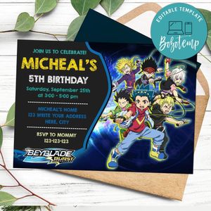 Beyblade Birthday Flyer Customizable Template Instant Download