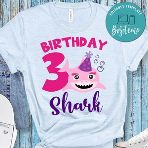 Baby Shark Custom Name Birthday PNG file template for Girl