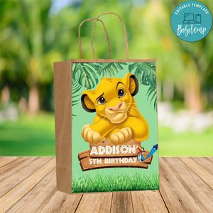 Custom Lion King Inspired Gift bag Label to print at home Instant Download