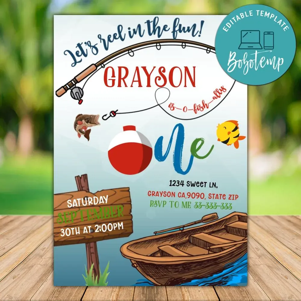 Editable Fishing The Big One Birthday Invitations Diy Bobotemp Editable Fishing The Big One Birthday Invitations Diy Bobotemp