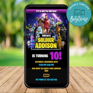 Mobile Gamer Marvel Birthday Text Invitation Instant Download