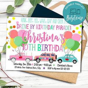 Printable Drive By Birthday Flyer for Girl Instant Download