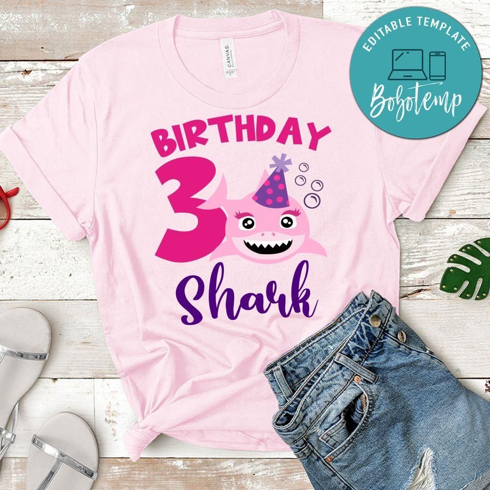 Baby Shark Custom Name Birthday PNG file template for Girl